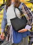 Carmel - Genuine Leather U Shape Handwoven Tote Bag Black